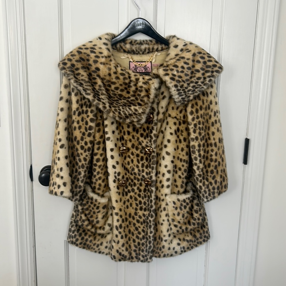 Juicy couture vintage faux fur leopard coat